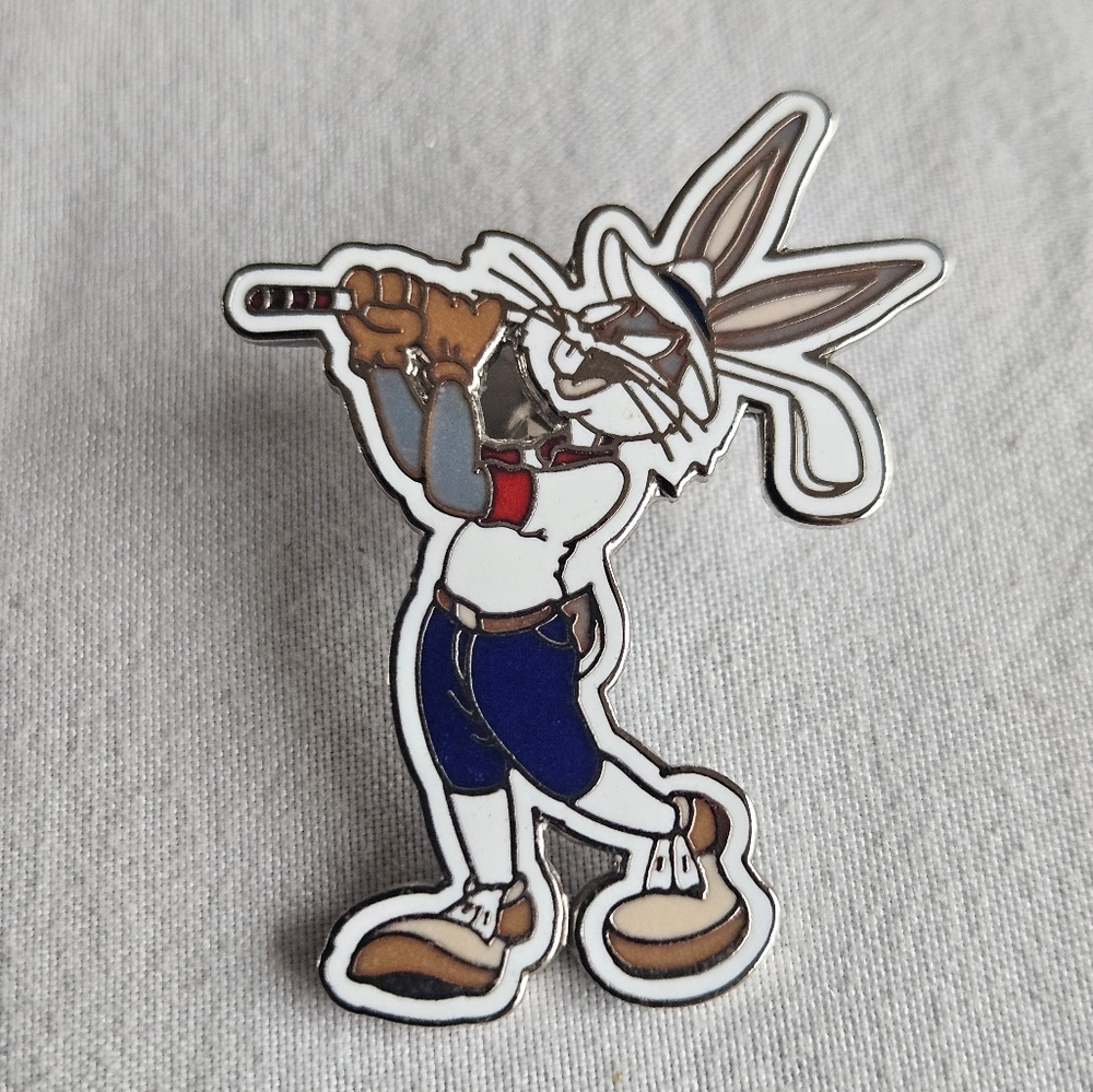 Bugs Bunny Golf Golfer Enamel Pin Pinback Hat Lapel Vtg Collectible